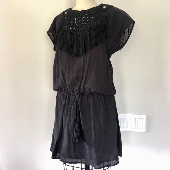 ULLA JOHNSON Macrame, Fringe loose mini dress. - Picture 3 of 5